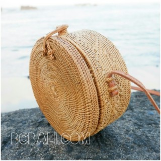 circle around handbags straw rattan hand woven grass handmade motif side